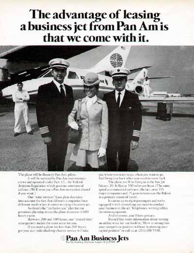 A 1971 Ad for Pan Am's Business Jet Division targeted at large corporations.